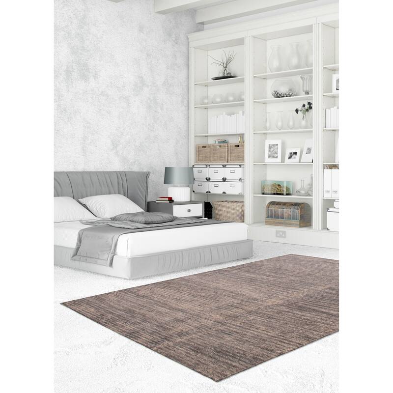 ECARPETGALLERY Hand-knotted Loreto Grey Silk Rug - 6'0 x 8'10