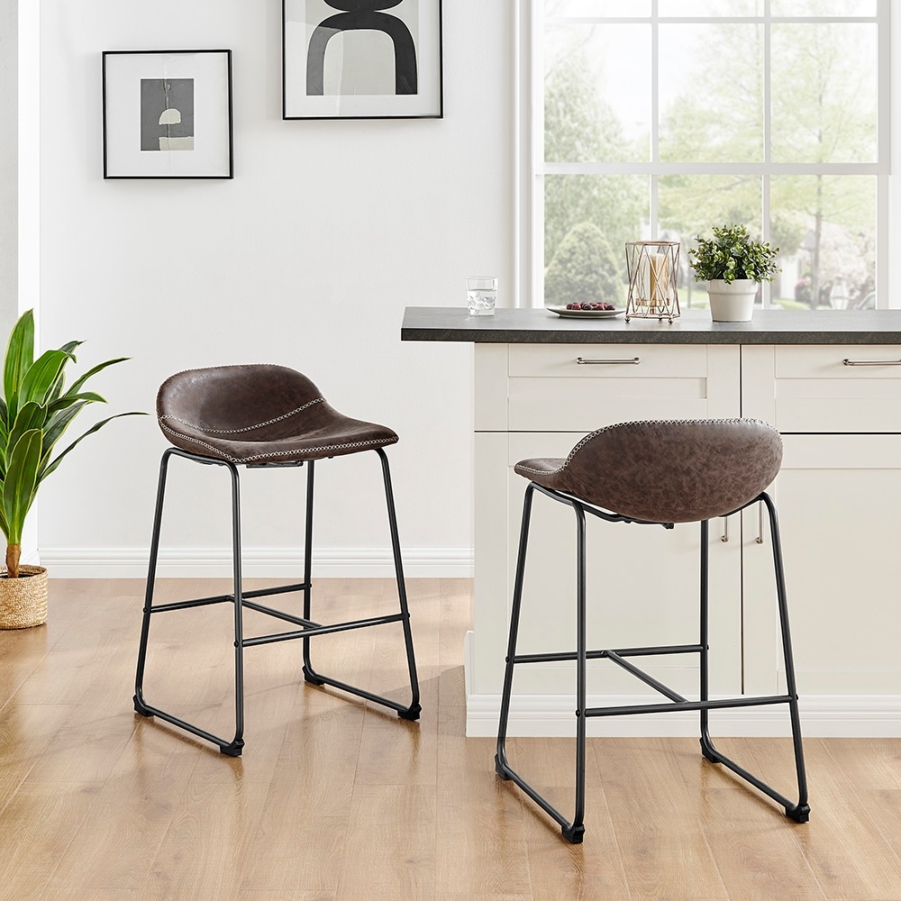 NPD Furniture Leighton Faux Leather Counter Stool (Set of 2)