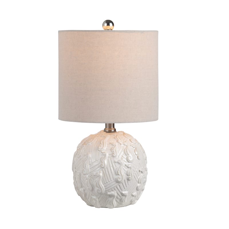 White Ceramic Seahorse Table Lamp - 9" x 9" x 16"