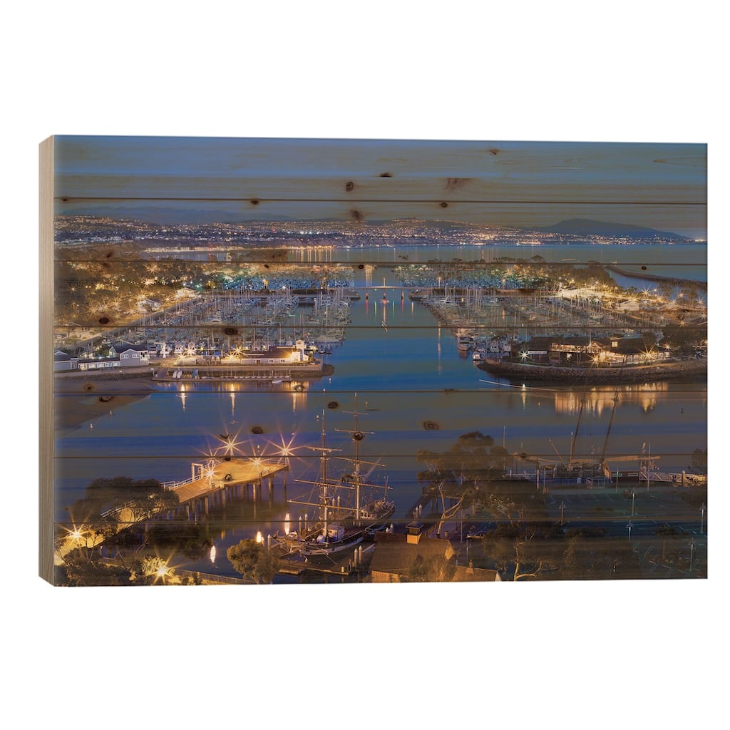 Elevated View Of Dana Point Harbor, Orange County, California, USA Print On Wood by Panoramic Images - Multi-Color