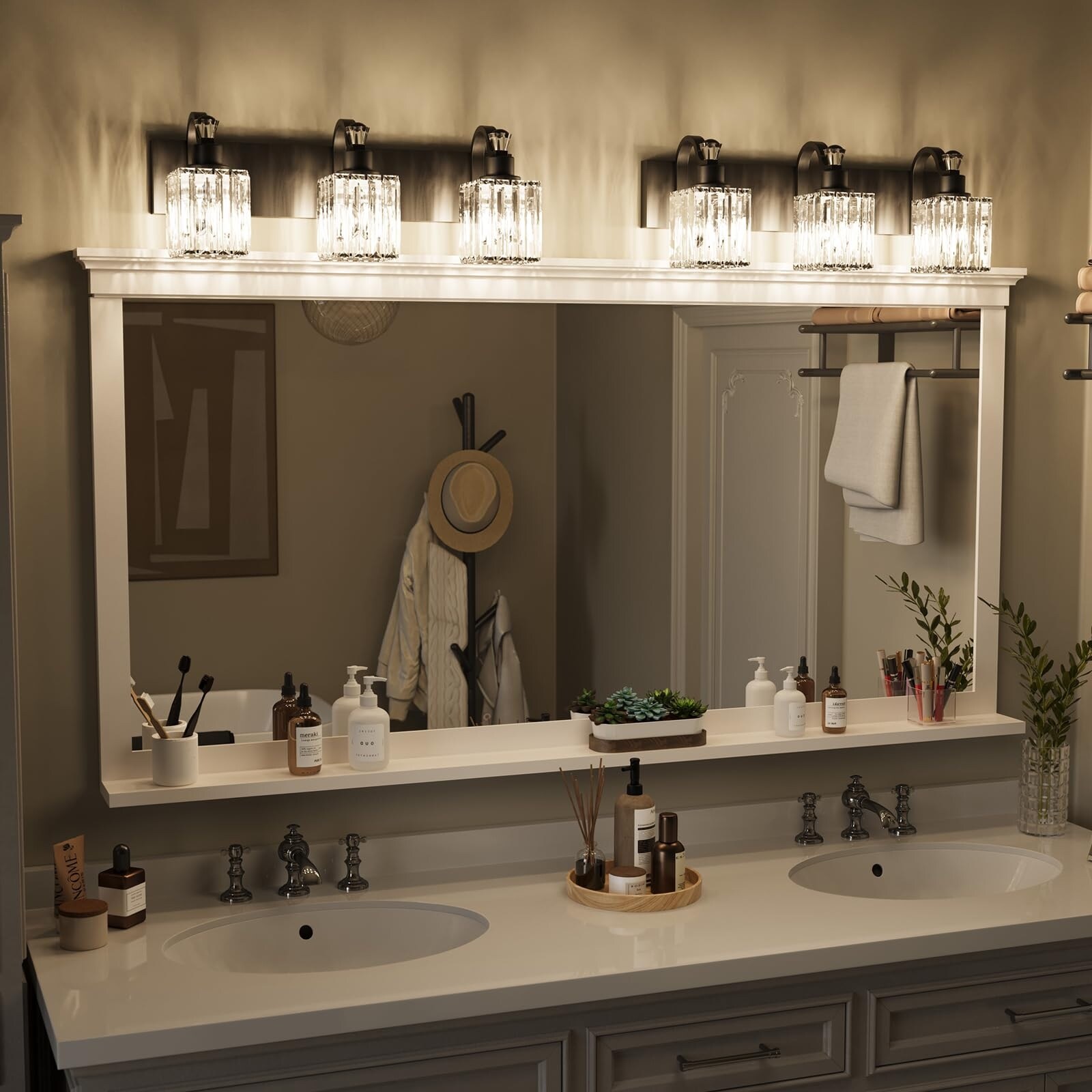 Bathroom over cabinet light with switch outlet