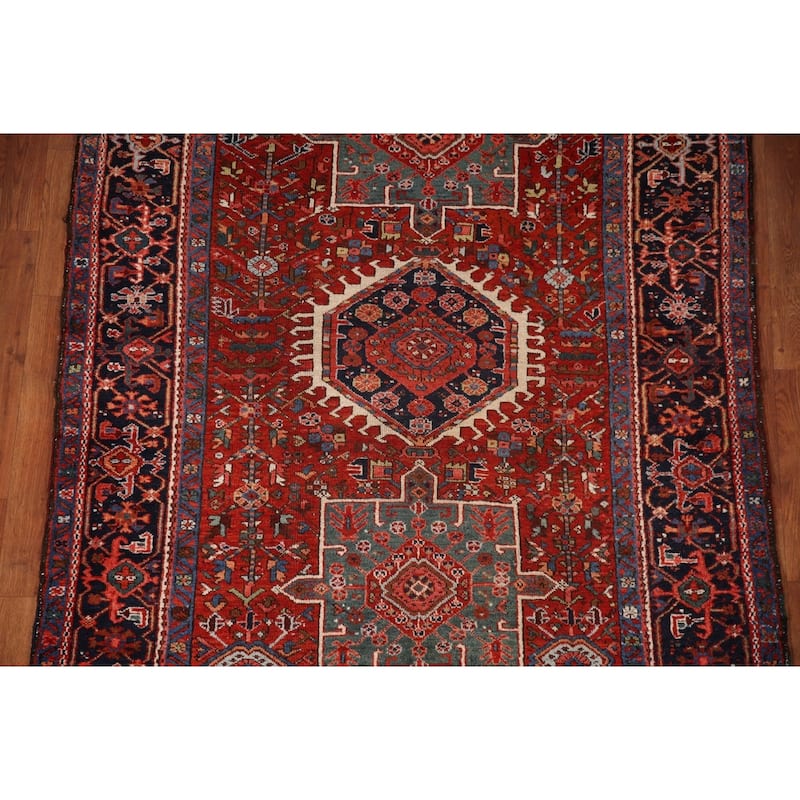 Vegetable Day Antique Geometric Gharajeh Persian Wool Carpet - 4'9" x 6'4"