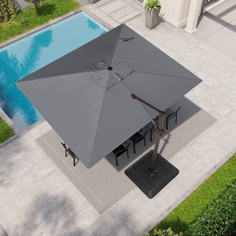 9 x 11 ft Crestlive Products Outdoor Patio Cantilever Offset Umbrella with Base