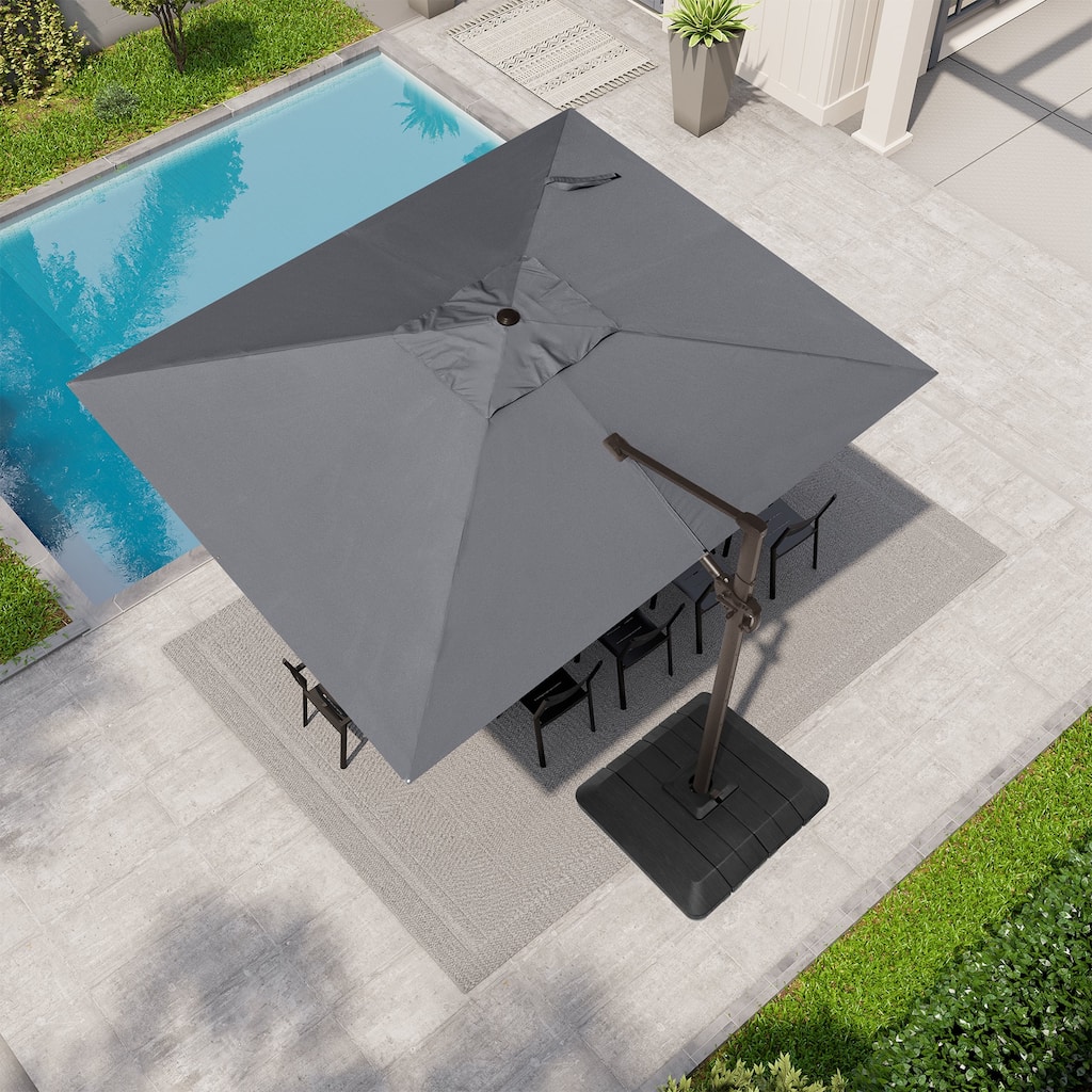 9 x 11 ft Crestlive Products Outdoor Patio Cantilever Offset Umbrella with Base