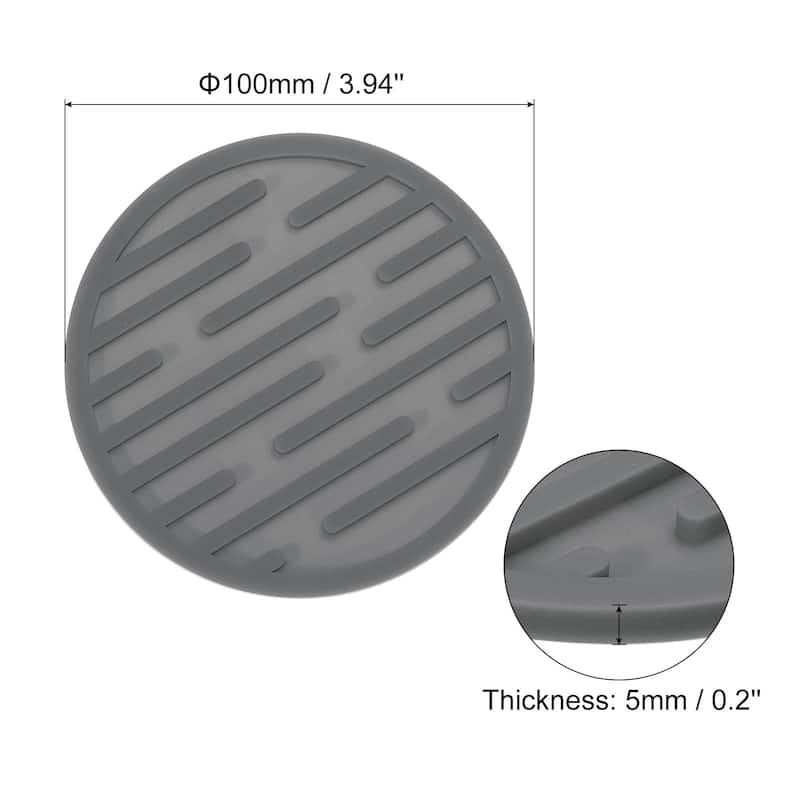 Drink Coasters, 6pcs Silicone Coasters for Drinks for Bar Club Office - Grey