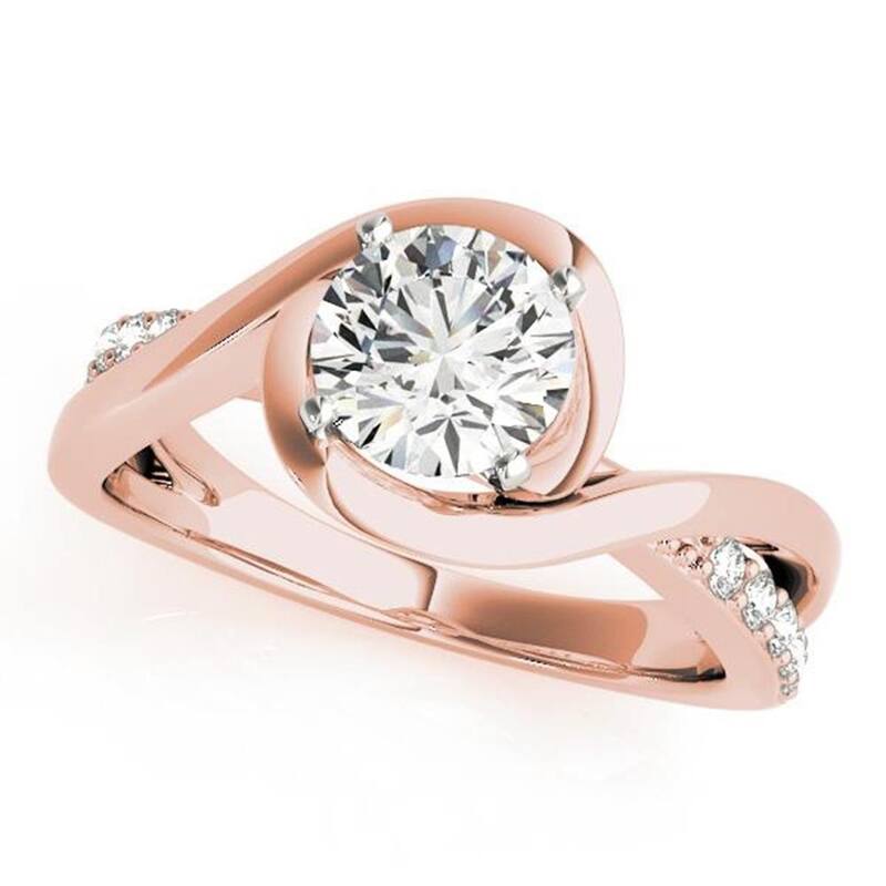 Auriya 14k Gold 2ctw Bypass Moissanite and Diamond Engagement Ring 1/8ctw - Rose - 6