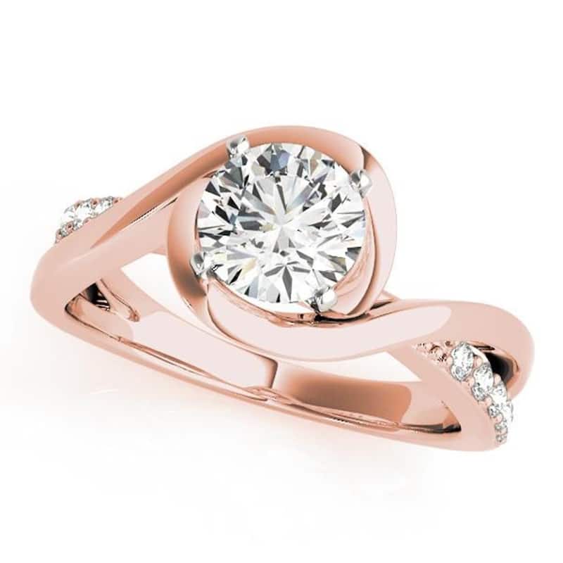 Auriya 14k Gold 3ctw Moissanite Bypass Diamond Engagement Ring 1/8ctw - Rose - 9