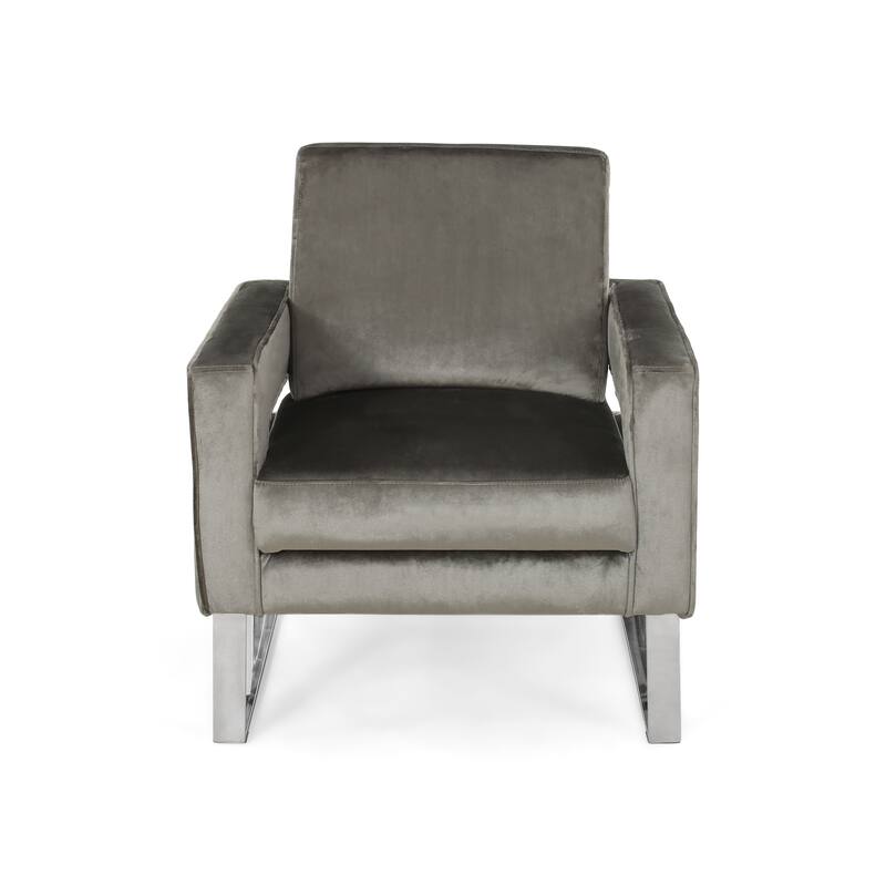 Modern Velvet Club Chair with Stainless Steel Legs
