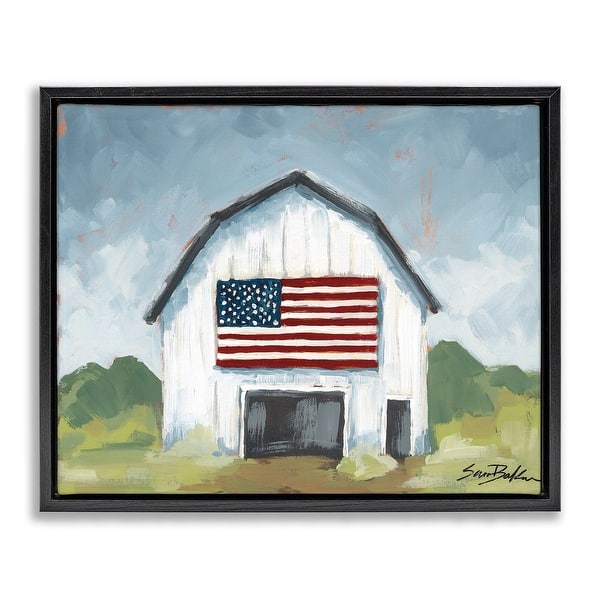 slide 2 of 28, Stupell Patriotic Country Barn Framed Floater Canvas Wall Art Design By Sara Baker 21 x 17 - Black