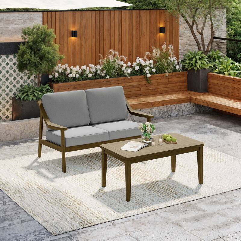 Outdoor Patio Wood Bistro Set/Loveseat Set