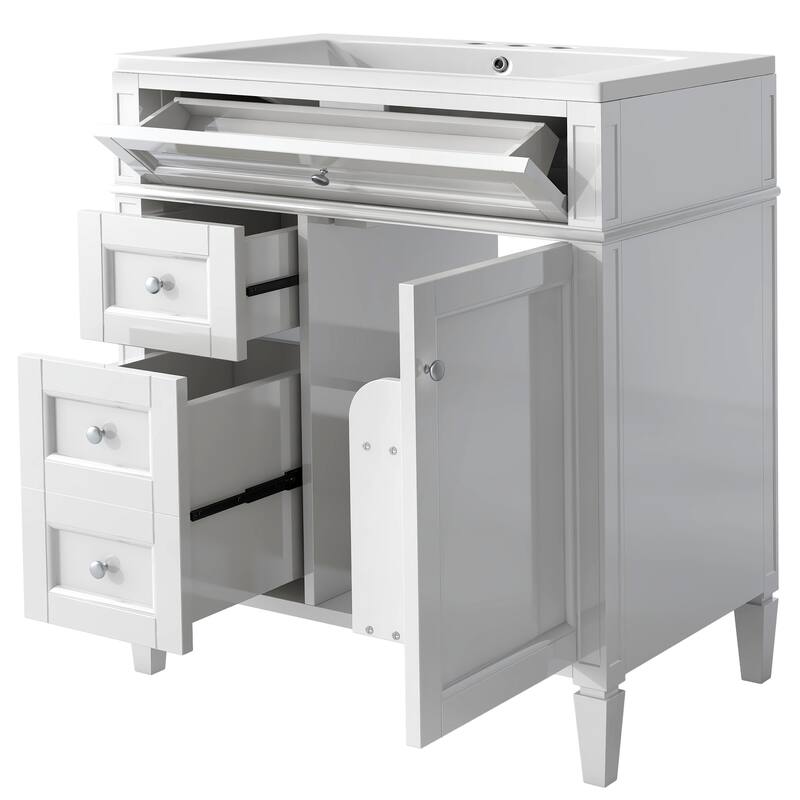 Modern Bathroom Vanity with Top Sink, 2 Drawers and a Tip-out Drawer