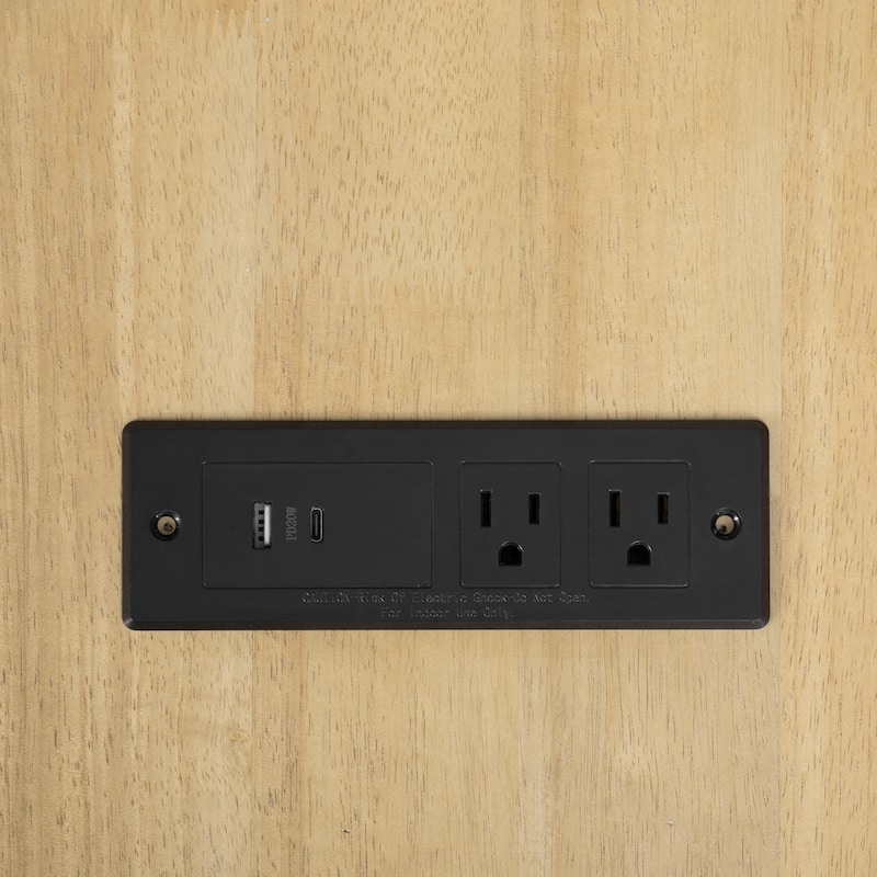 47" Kitchen Island with Extendable Table, Rubber Wood Veneer, Storage & Power