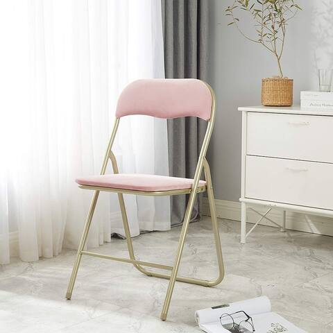 Everly Quinn Velvet Padded Folding Chair