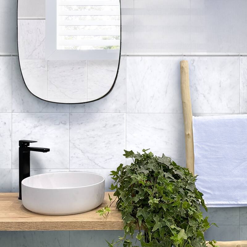 Apollo tile 0.5 x 12 Grandis Polished White Bianco Carrara Marble Tile (0.5 sq ft/case) - 10 Pack