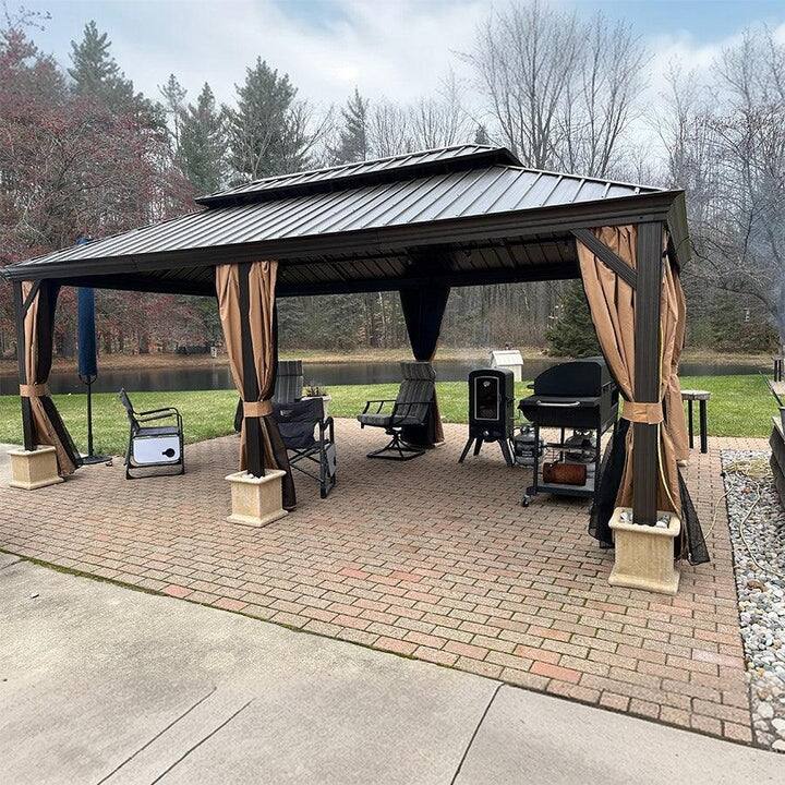PURPLE LEAF Outdoor Gazebo Aluminum Frame Galvanized Steel Hardtop Gazebo