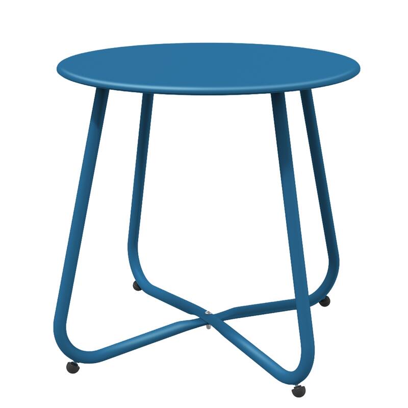 Outdoor Side Table, 18'' Small Round Side Table with Adjustable Fee