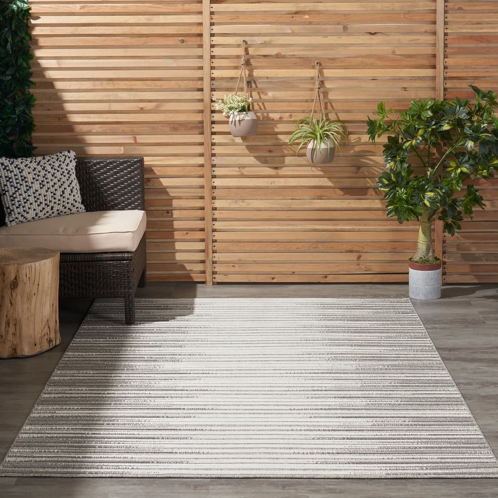 Nourison Calobra Traditional Geometric Stripe Indoor Outdoor Striped Area Rug