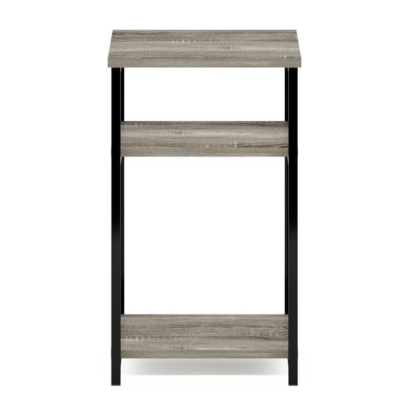 Furinno Just 3-Tier Industrial Metal Frame End Table with Storage Shelves, 1-Pack, Espresso