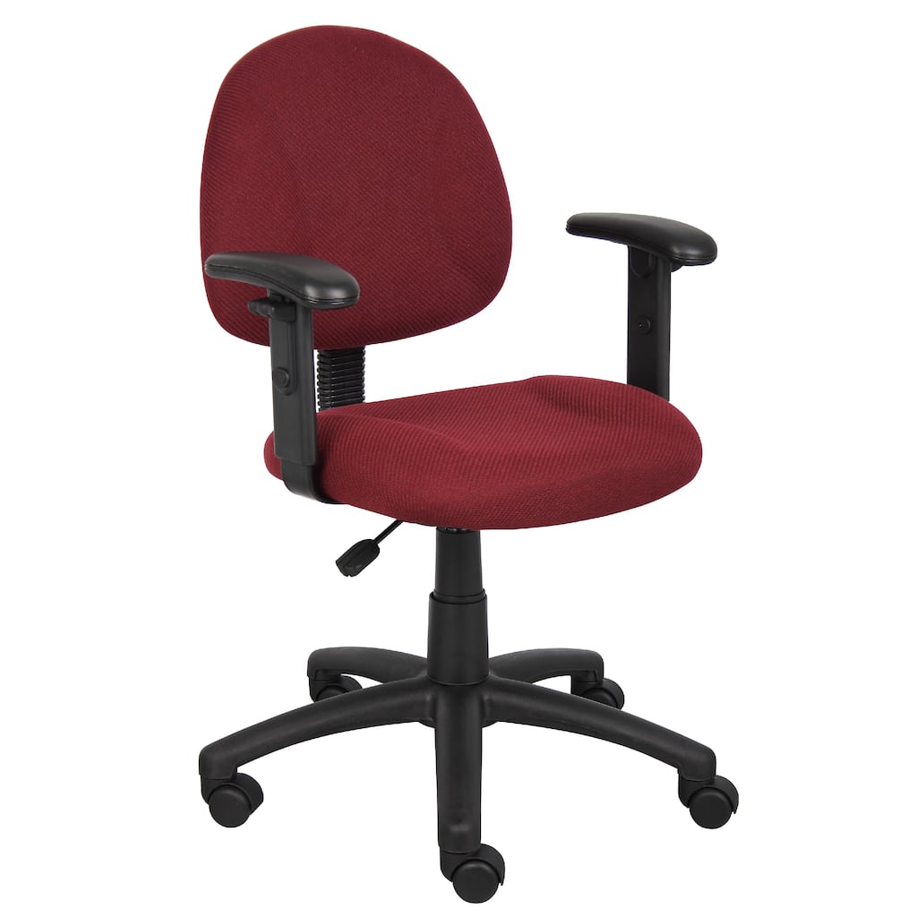 Jea Swivel Posture Chair, Adjustable Arms, Burgundy Red Tweed, Wheels