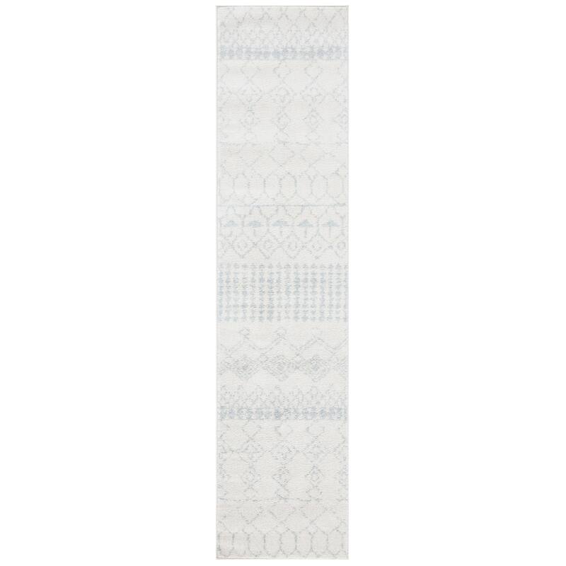 SAFAVIEH Tulum Ethelyn Rustic Moroccan Boho Tribal Rug - 2' x 5' - Ivory/Light Grey - Runner