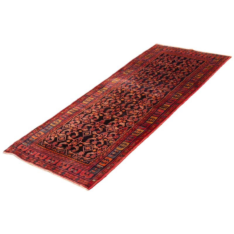 ECARPETGALLERY Hand-knotted Andelz Navy, Red Wool Rug - 3'9 x 9'7