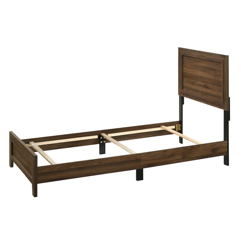 Linette 5 Piece Cherry Brown Panel Bedroom Set