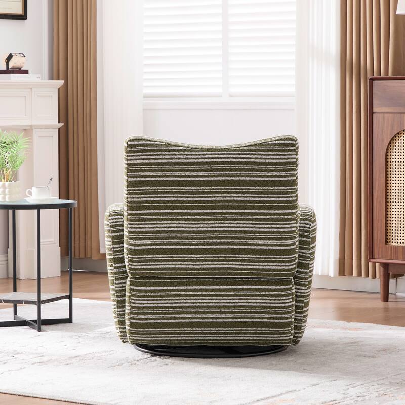 Swivel Striped Accent Chair with Metal Base, Modern Arm Chair for Living Room, Fabric Club Single Sofa Chair
