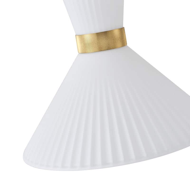 Modern LED Brass Pendant Light White Jade Glass Cone Shade