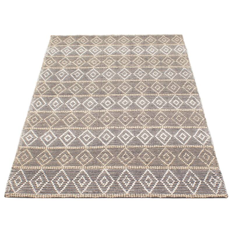 ECARPETGALLERY Braid weave Sienna Grey Wool Rug - 5'0 x 7'11
