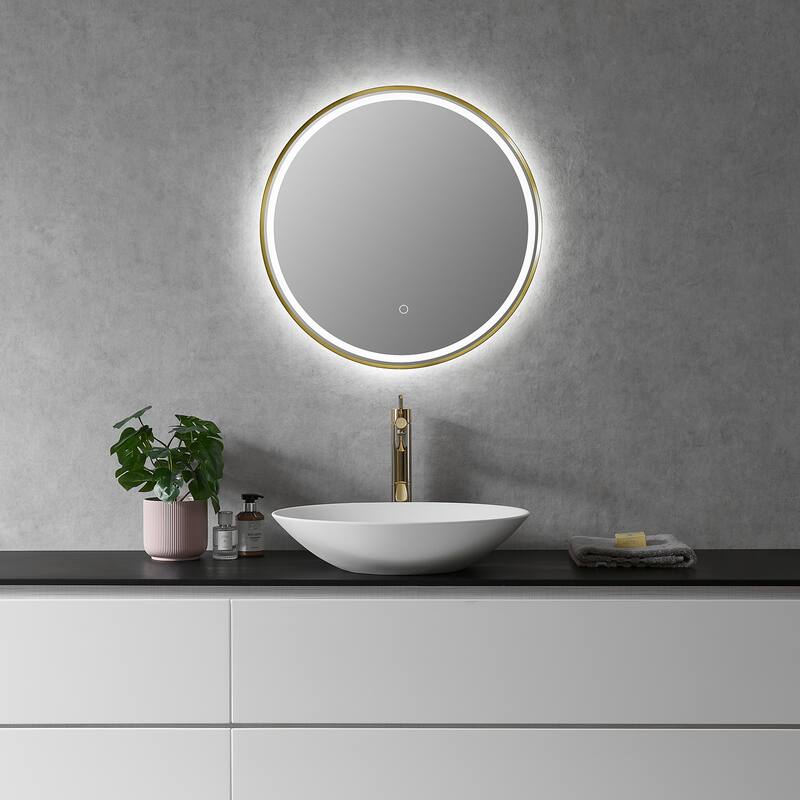 Altair Palme Round Framed Bathroom LED Lighted Wall Mirror