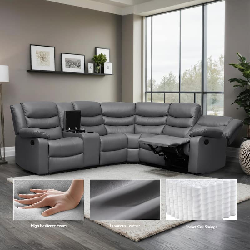 106'' Manual Reclining Modular Sectional Couch with 1 Console & 2 Cup Holders, Living Room/Office