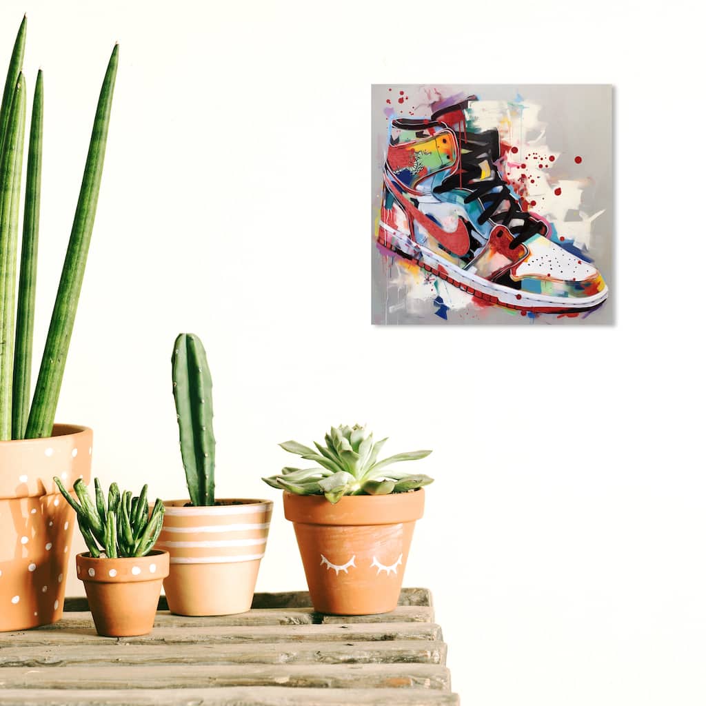 Wynwood Studio Fashion and Glam Artsy Sneaker Red and Modern & Contemporary Wall Art Canvas Print
