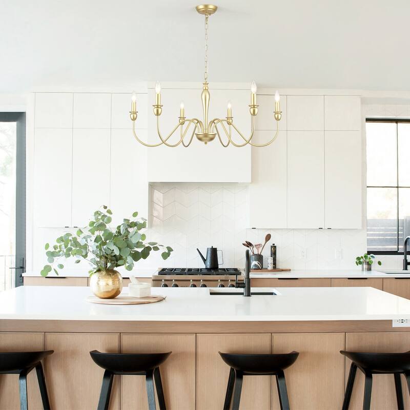 6-Light W36.2" x H74.8" Dimmable Chandelier Light for Kitchen Island Bedroom