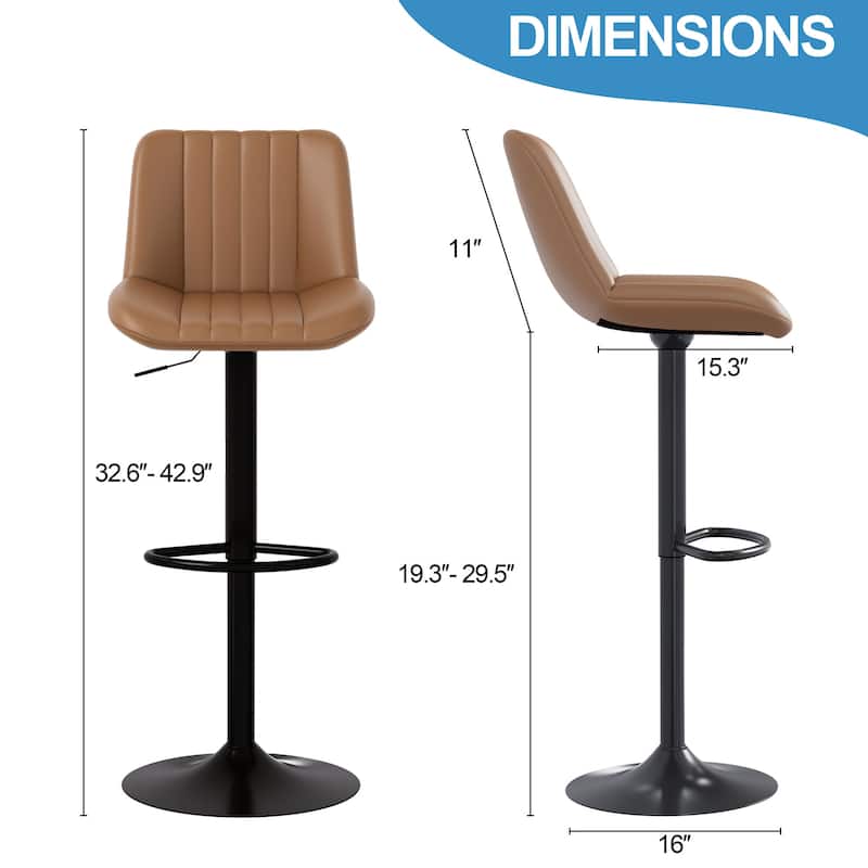 Bar Stool with 360° Swivel - Modern Kitchen & Home Bar Seating，Set of 2