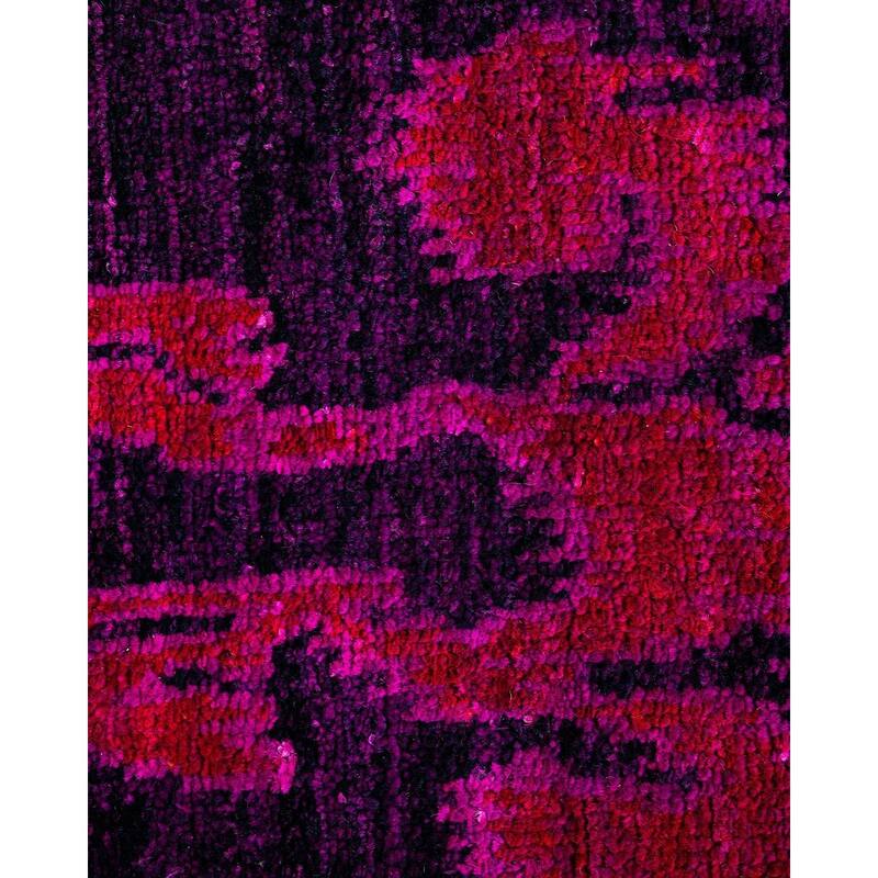 Modern One-of-a-Kind Hand-Knotted Area Rug - Purple, 4' 2" x 5' 10" - 4' 2" x 5' 10"