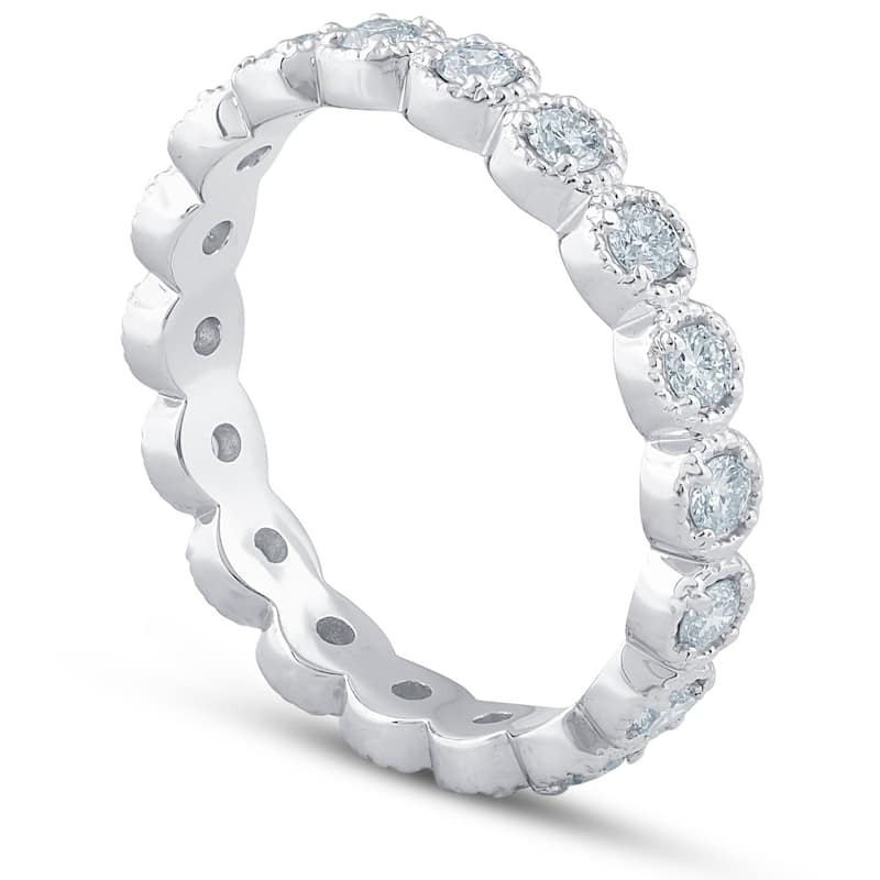 3/4ct Staclable Diamond Wedding Vintage Eternity Ring White Gold