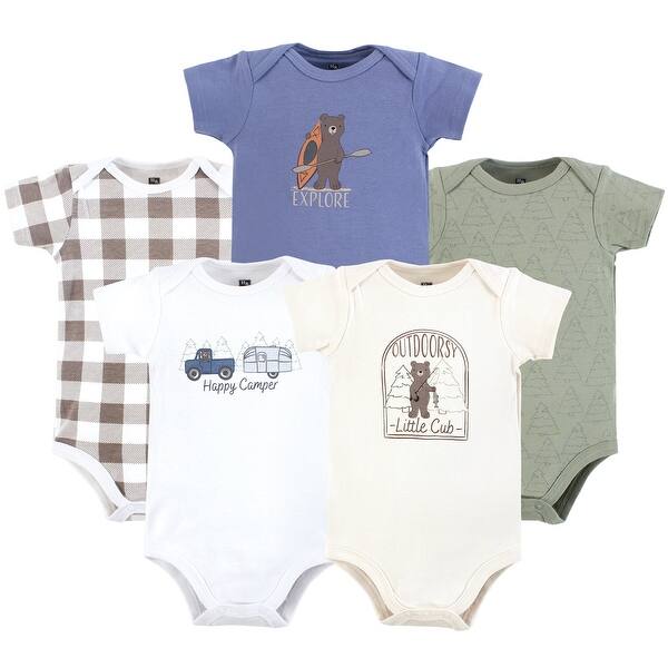 slide 1 of 1, Hudson Baby Infant Boy Cotton Bodysuits, Outdoorsy Cub 0-3 Months - Outdoorsy Cub