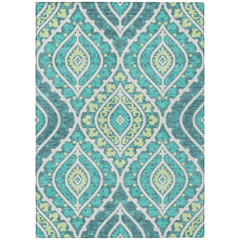 Machine Washable Indoor/ Outdoor Chantille Ttransitional Medallion Rug