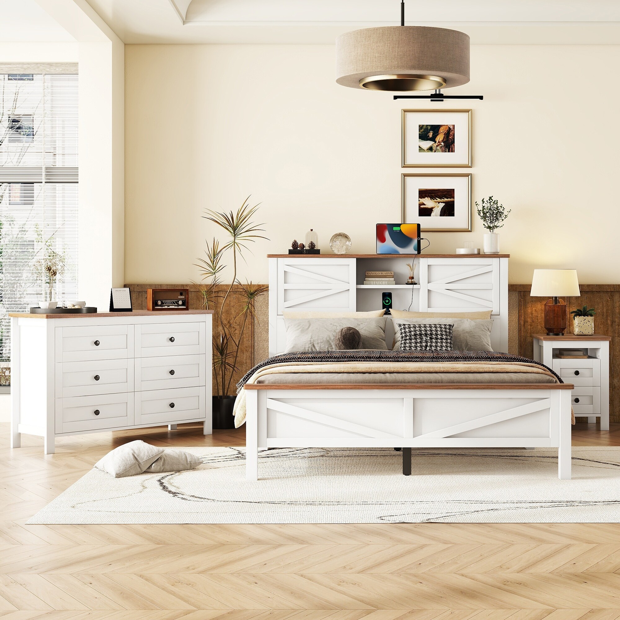 Farmhouse dresser and nightstand set discount