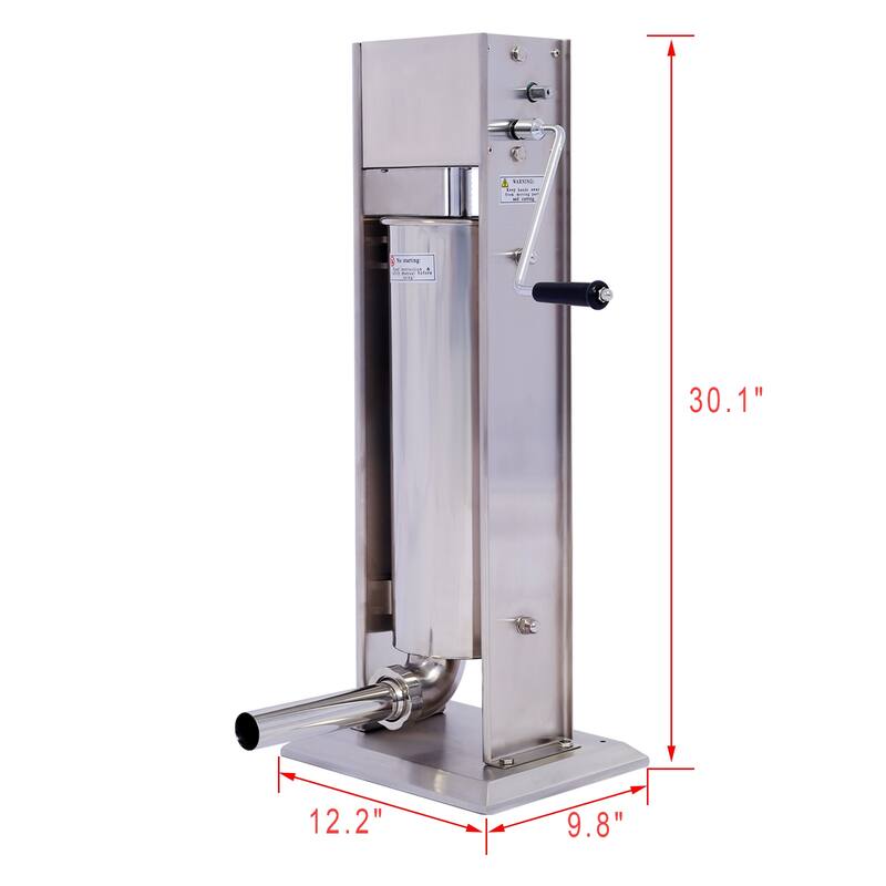 1.9-Gallon Stainless Steel Commercial Dual Speed Vertical Sausage Maker Meat Filler with 4 Stuffing Tubes