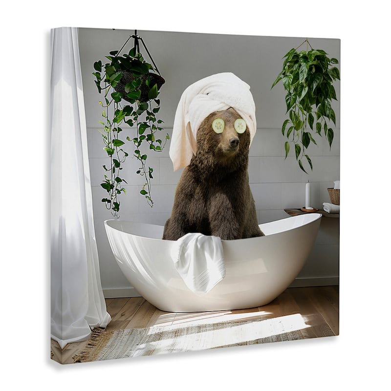 Stupell Bear in Refreshing Spa Bath Canvas Wall Art Design By CAD Designs