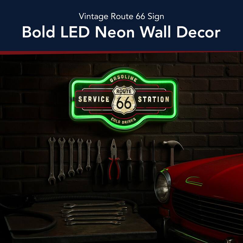 American Art Decor Vintage Route 66 Marquee Shaped LED Light Up Sign ...