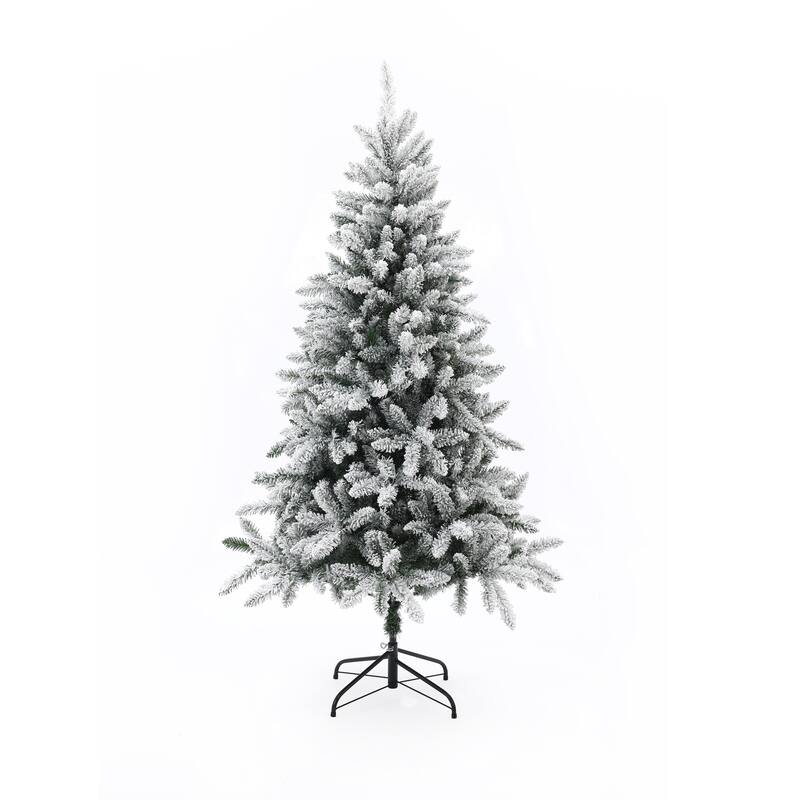 6Ft Artificial Flocked Full Fir Christmas Tree - 73.23" H x 42.52" Diameter