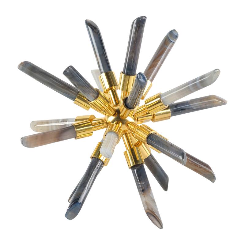 Sagebrook Home Fiona Crystal Starburst Statuary, Perfect for Decor - Clear/black - 8" x 8" x 8"