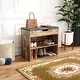 preview thumbnail 3 of 32, 24" Rustic Entryway Shoe Storage Bench Open Shelf (6 Pairs) Shoe Storage Cabinet