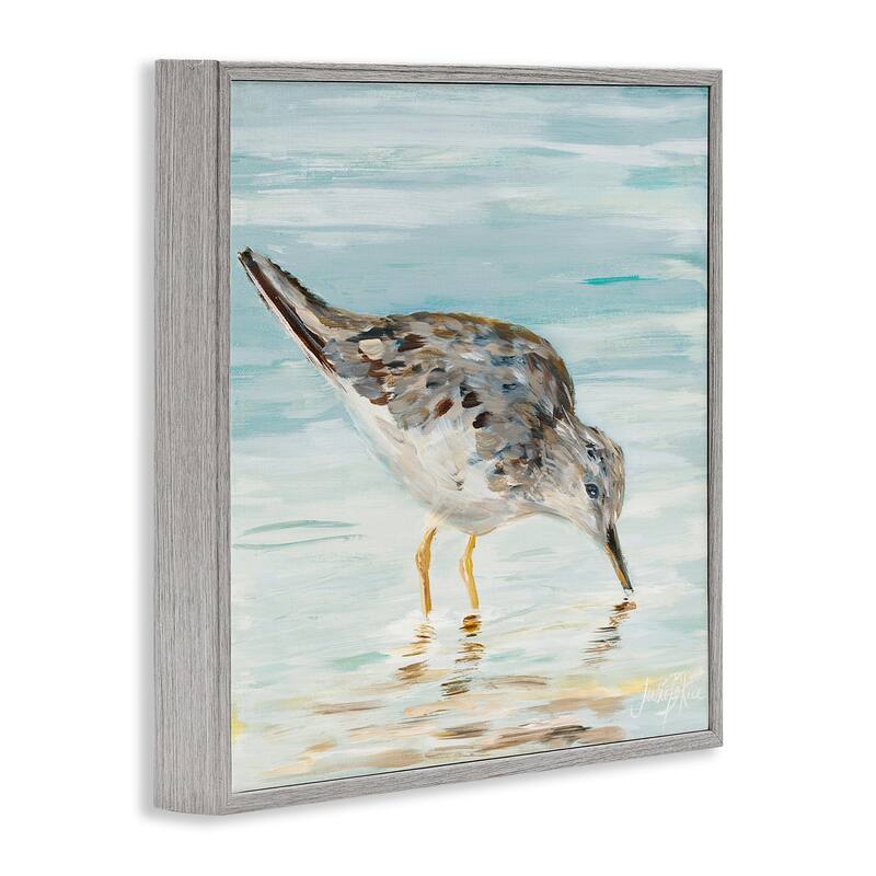 Stupell Sandpiper Hunting on Beach Coast Shallow Nautical Waters Framed Wall Art