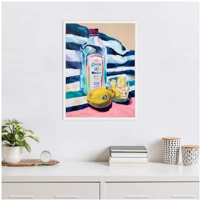 Kate and Laurel Sylvie Lemons and Gin Framed Canvas by Rachel Christopoulos