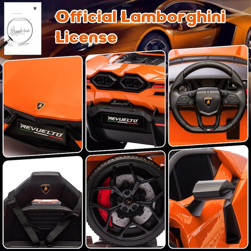 12V Kids Ride On Car, Licensed Lamborghini Revuelto Electric Car for Kids