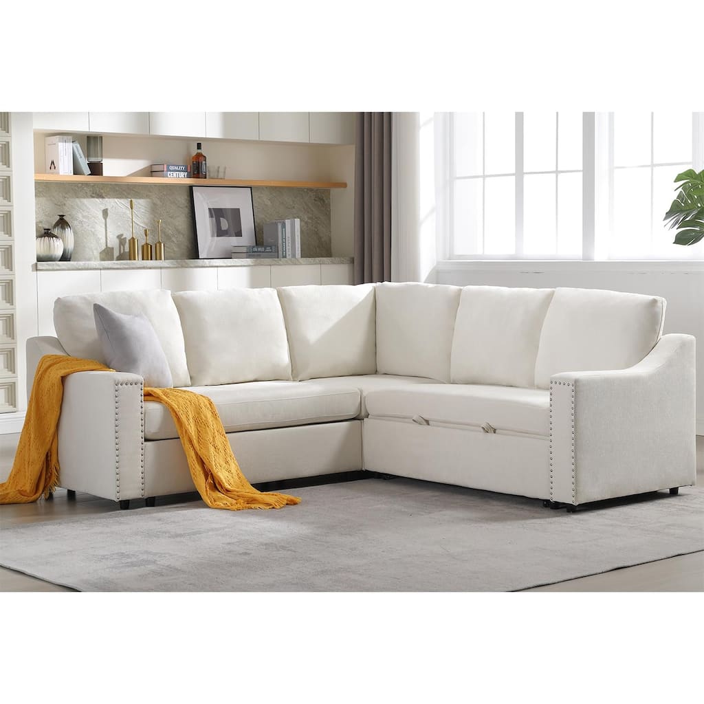 L-shaped sofa with pull-out sofa bed, Corner Sofa,comfortable living room furniture set, sleeper so