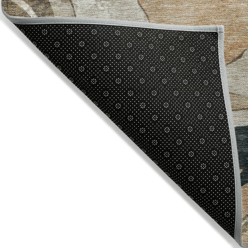 Machine Washable Indoor/Outdoor Contemporary Crackle Chantille Rug